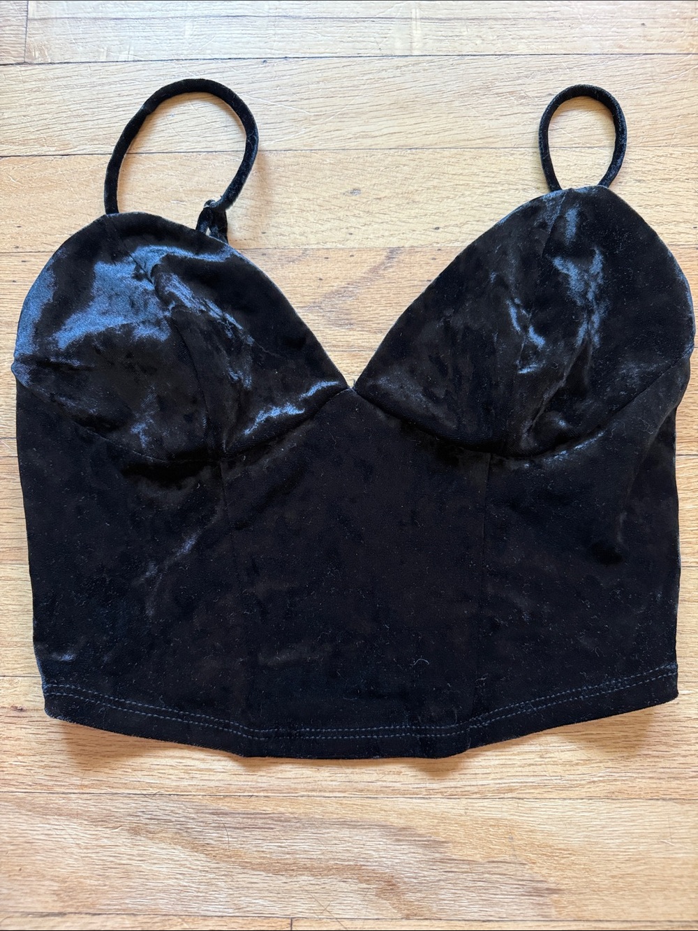 Free People Black Velvet Cropped Cami
